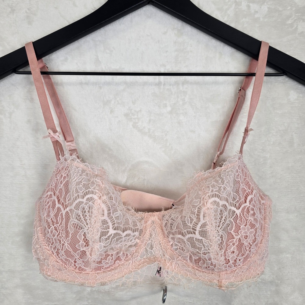 Victoria's Secret Dream Angels Pink Lace Push-Up Bra Without Padding 32D U/W